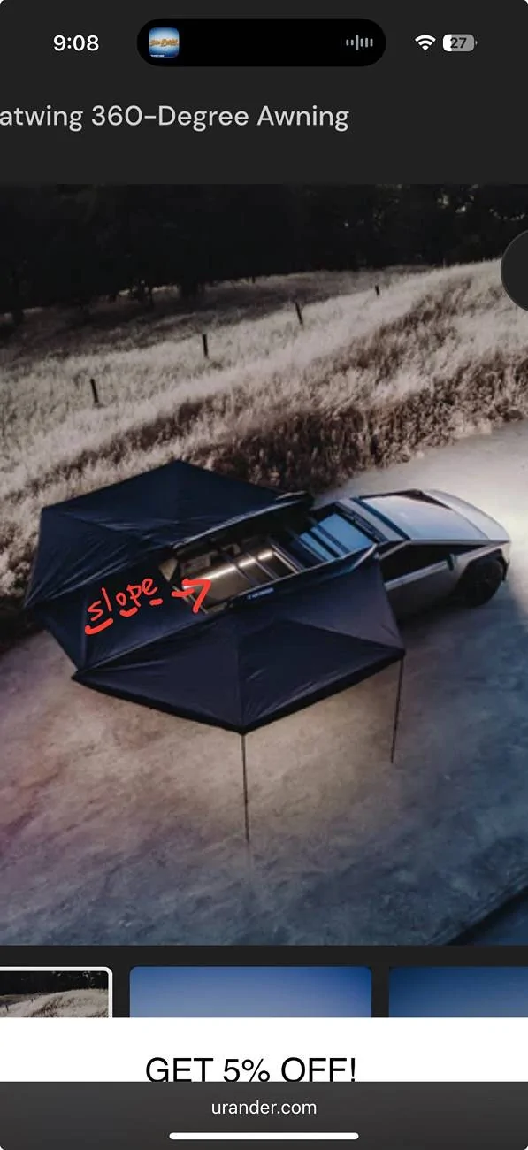 Tesla Cybertruck Introducing the Urander 360° Batwing Awning - Wrap your world in shade IMG_0380