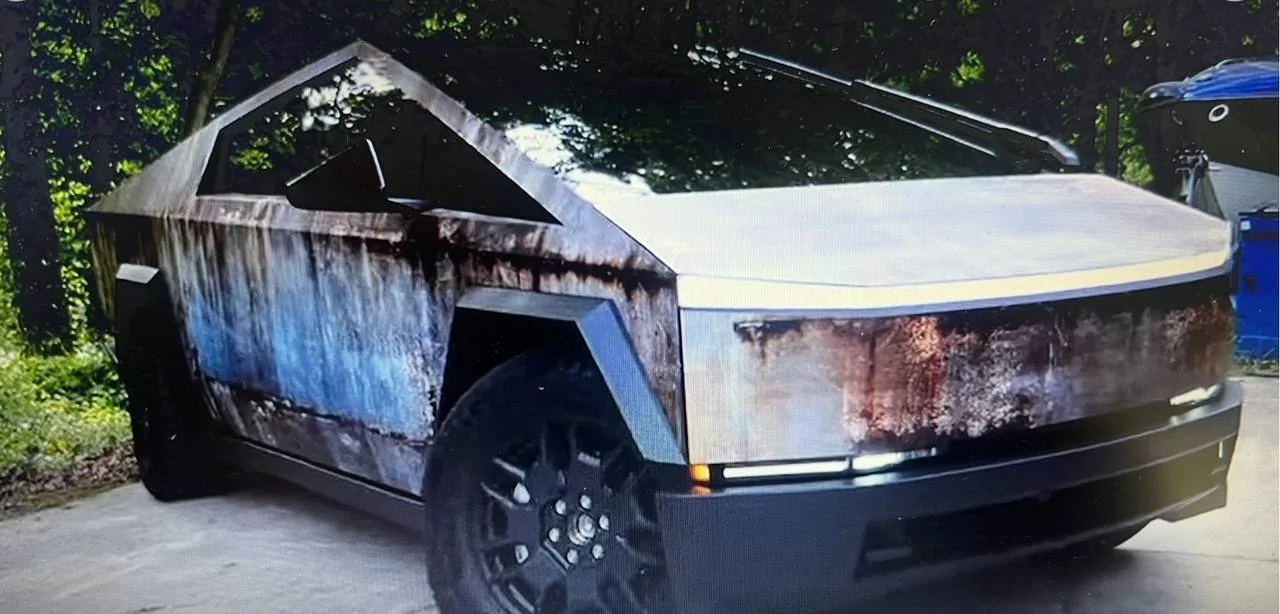 Tesla Cybertruck Suggestions for creative wrap vendor in North Carolina Rusted CT