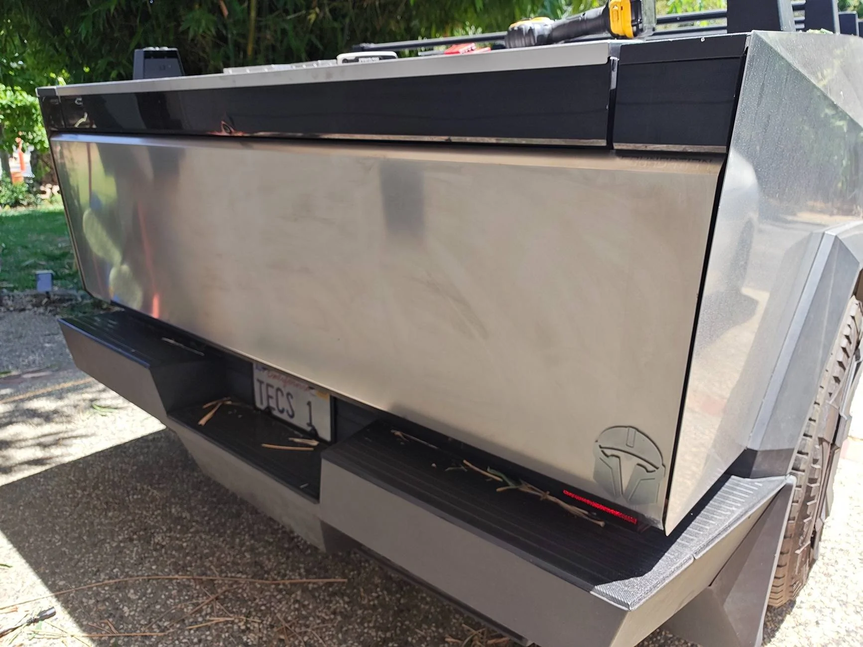 Tesla Cybertruck Stainless tailgate cap and sail panels IMG_20250621_131806408