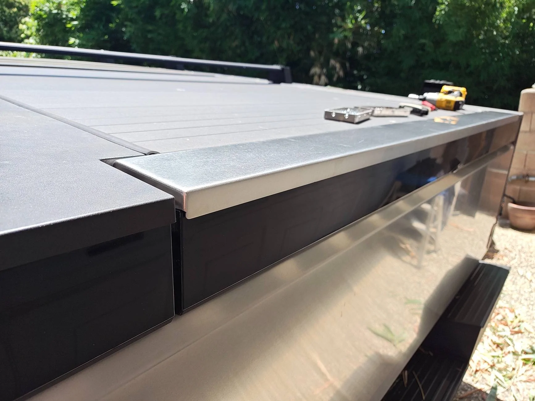 Tesla Cybertruck Stainless tailgate cap and sail panels IMG_20250621_131823902