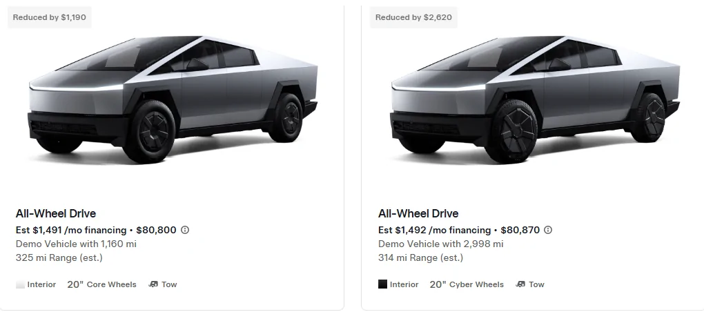 Tesla Cybertruck Cybertrucks for sale on Tesla site have different Ranges for same trucks? 1750857635886-mz