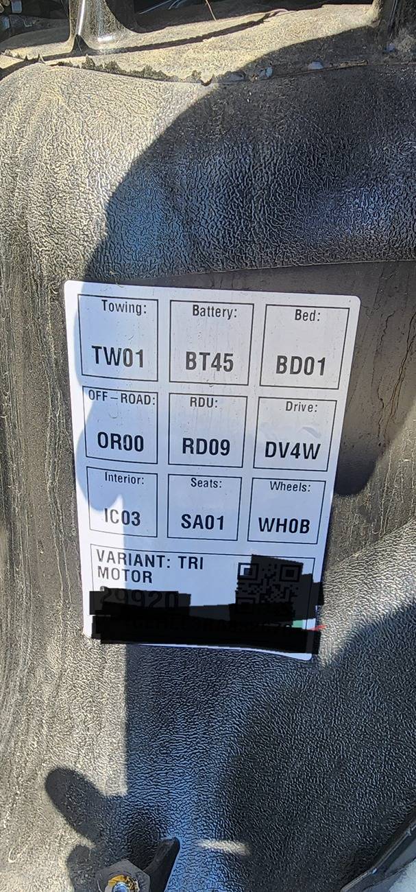 Tesla Cybertruck mysterious codes sticker under the Fronk cover 20250420_110618