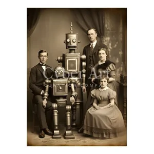 Tesla Cybertruck First Post - Happy to be here, just got my truck -human-robot-family-vintage-photograph-011-500x500