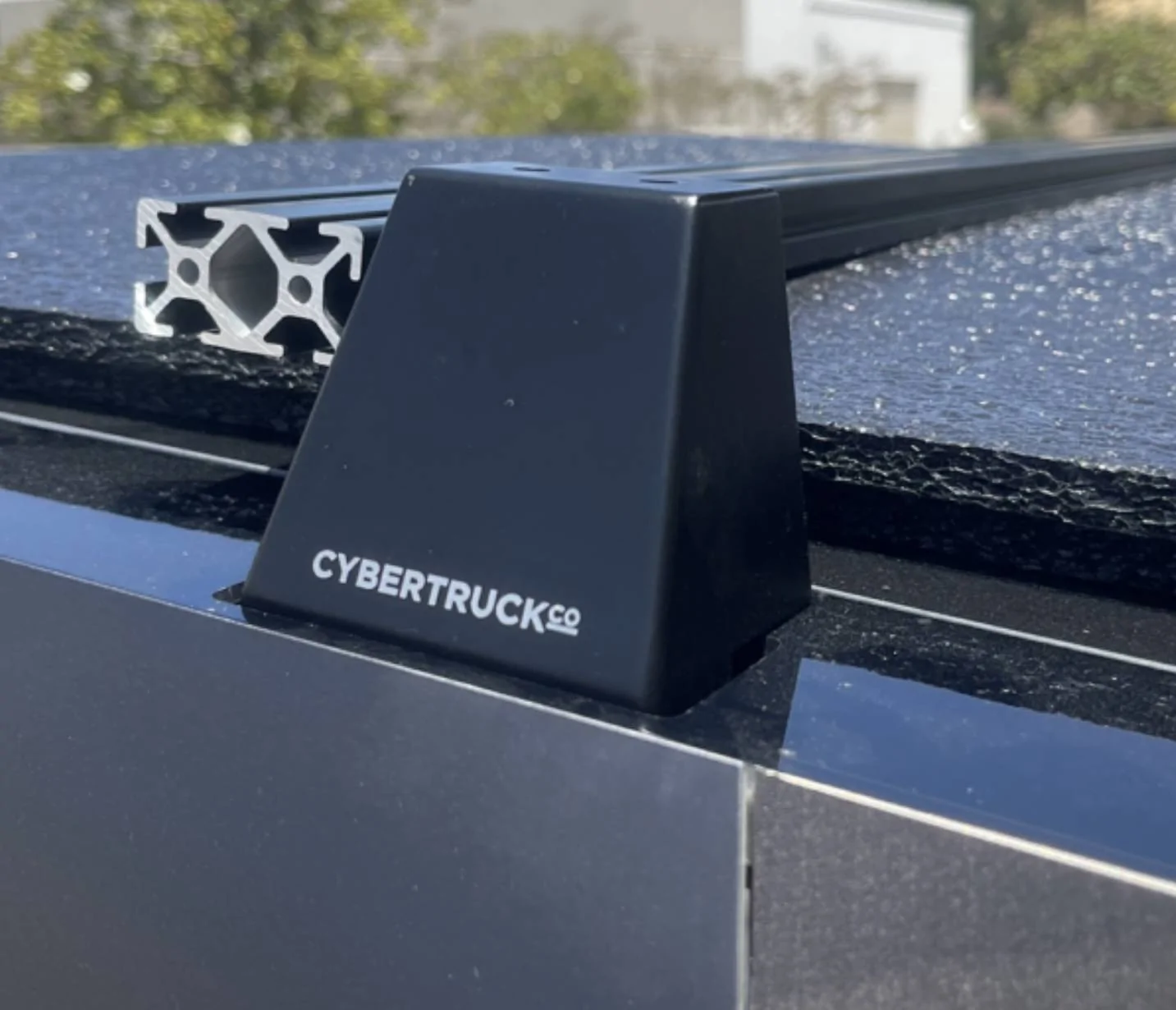 Tesla Cybertruck 2025 CT Roof Rack Install no slots on trim by glass IMG_1040