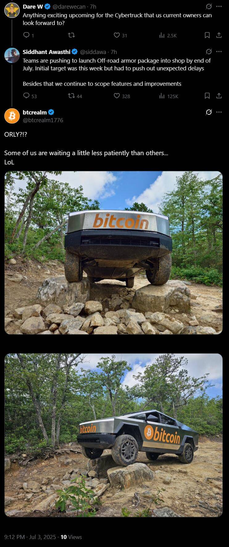 Tesla Cybertruck Cybertruck Off-Road Armor Package to launch by end of July image