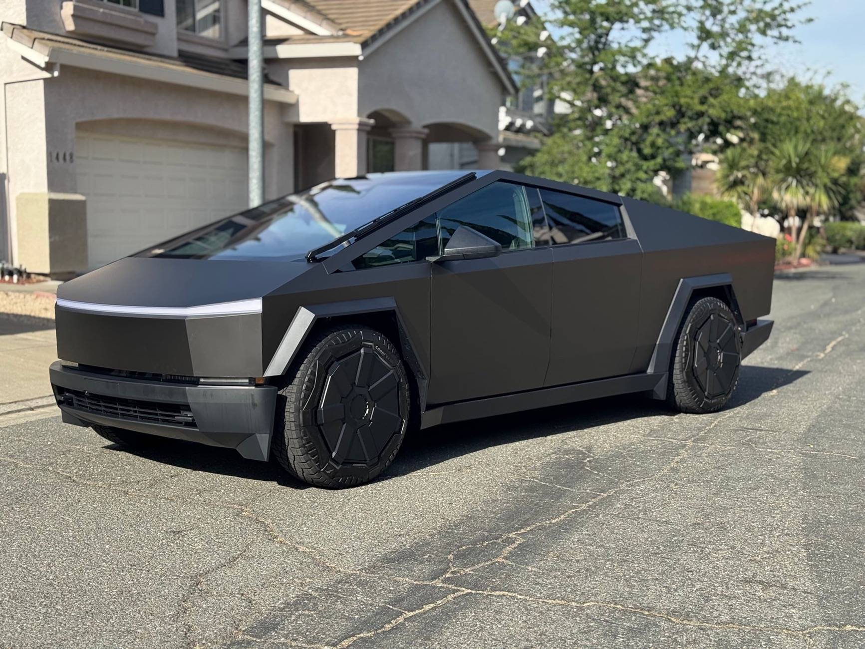 Tesla Cybertruck TWRAPS Satin Meteorite Gray PPF wrap IMG_3876