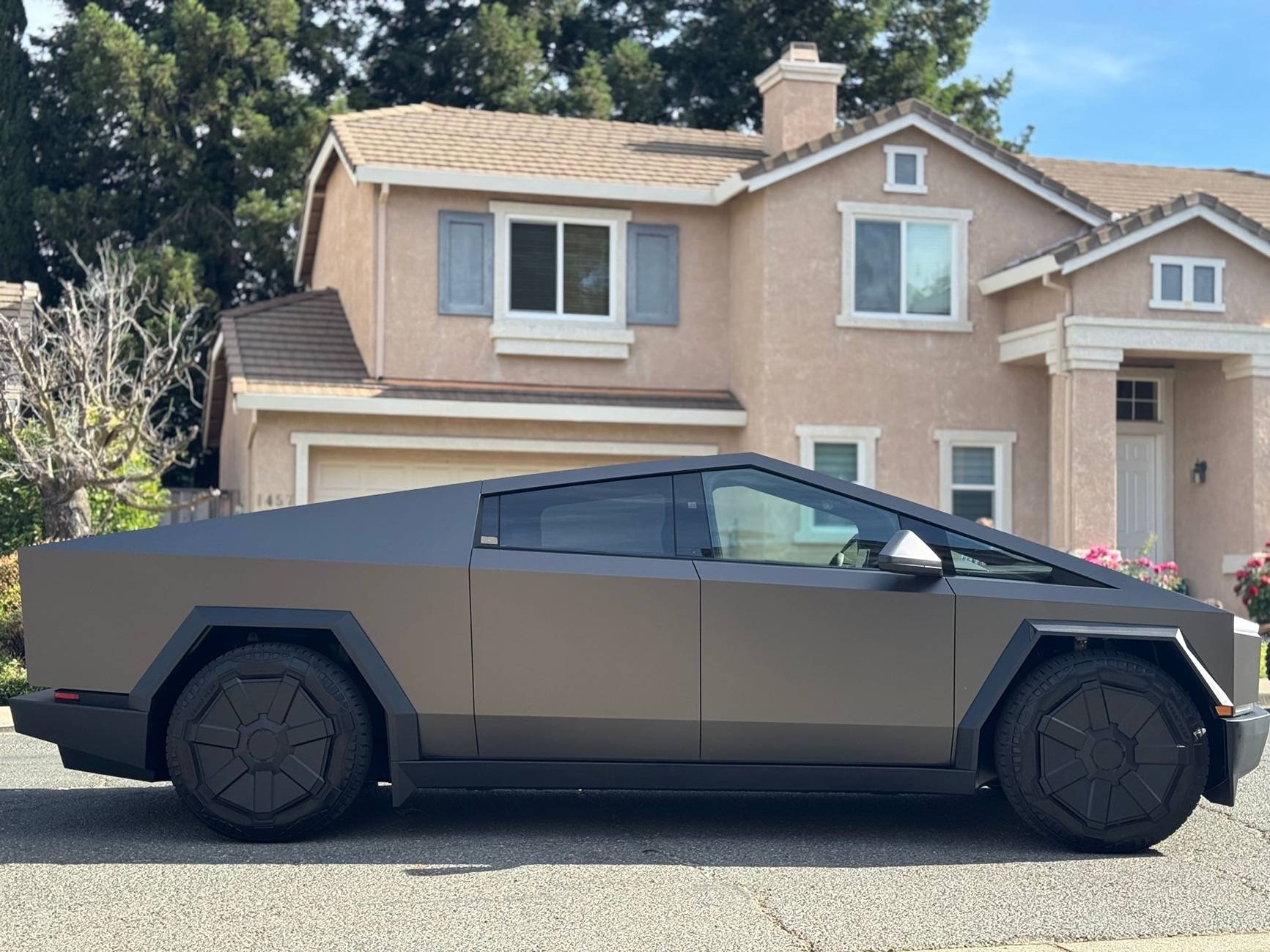 Tesla Cybertruck TWRAPS Satin Meteorite Gray PPF wrap IMG_3873