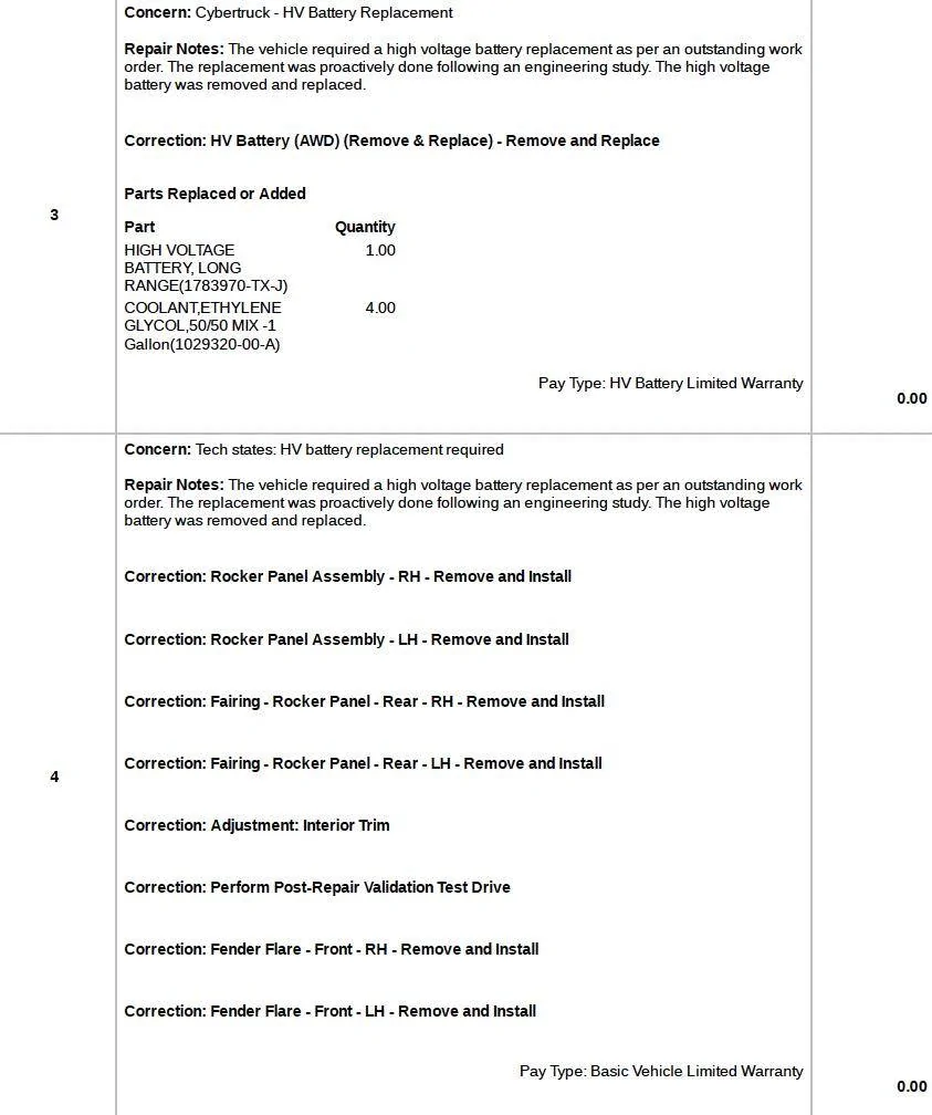 Tesla Cybertruck Service Appt to swap a wireless charger = entirely new HV battery Screenshot 2025-07-08 at 11.18.00 AM
