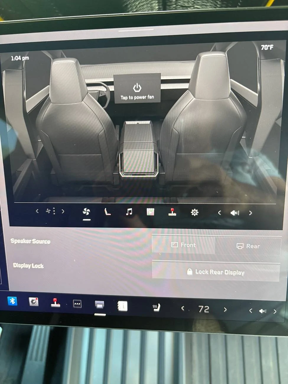 Tesla Cybertruck How to turn off the back screen that is on all the time? IMG_7532