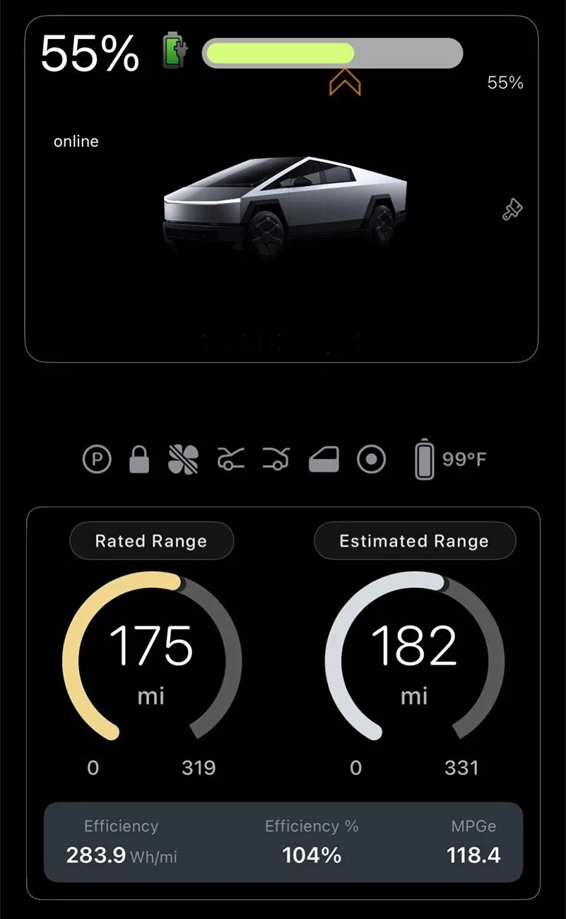 Tesla Cybertruck Exquisite 9-Rated Range - Stats