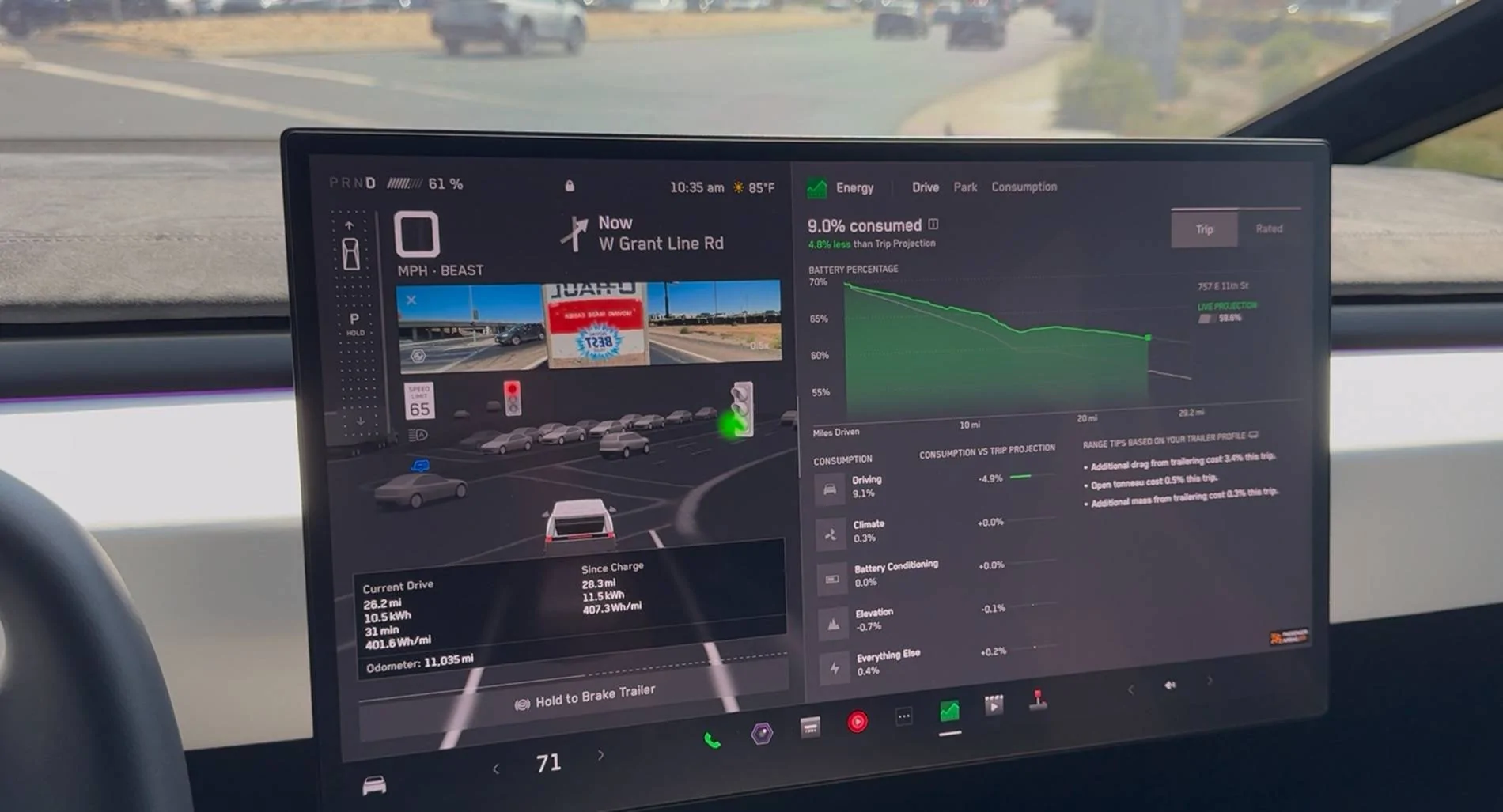 Tesla Cybertruck Did Not Expect 401 Wh/mi with Rack, awnings and U-Haul trailer IMG_5321
