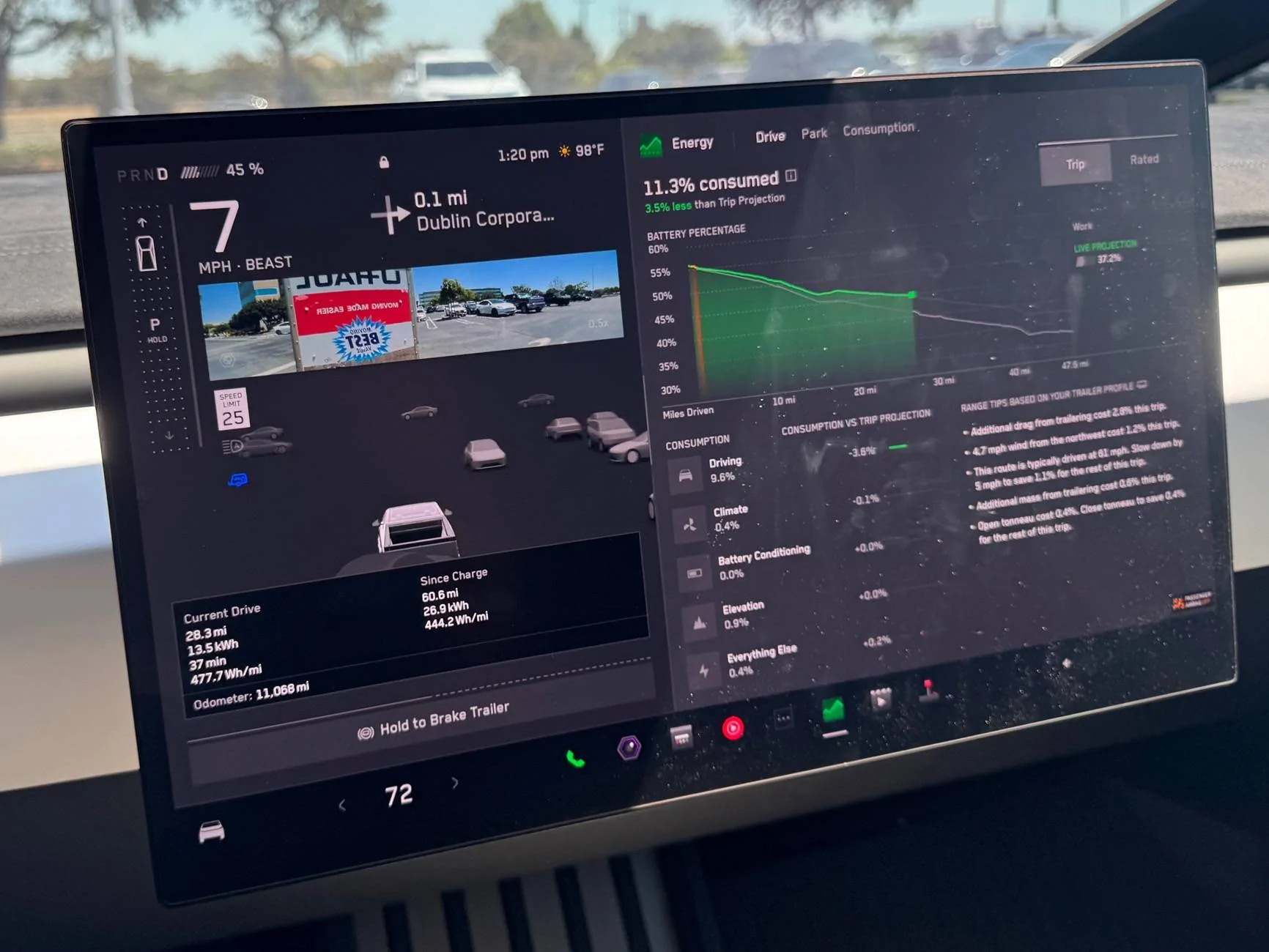 Tesla Cybertruck Did Not Expect 401 Wh/mi with Rack, awnings and U-Haul trailer IMG_5379