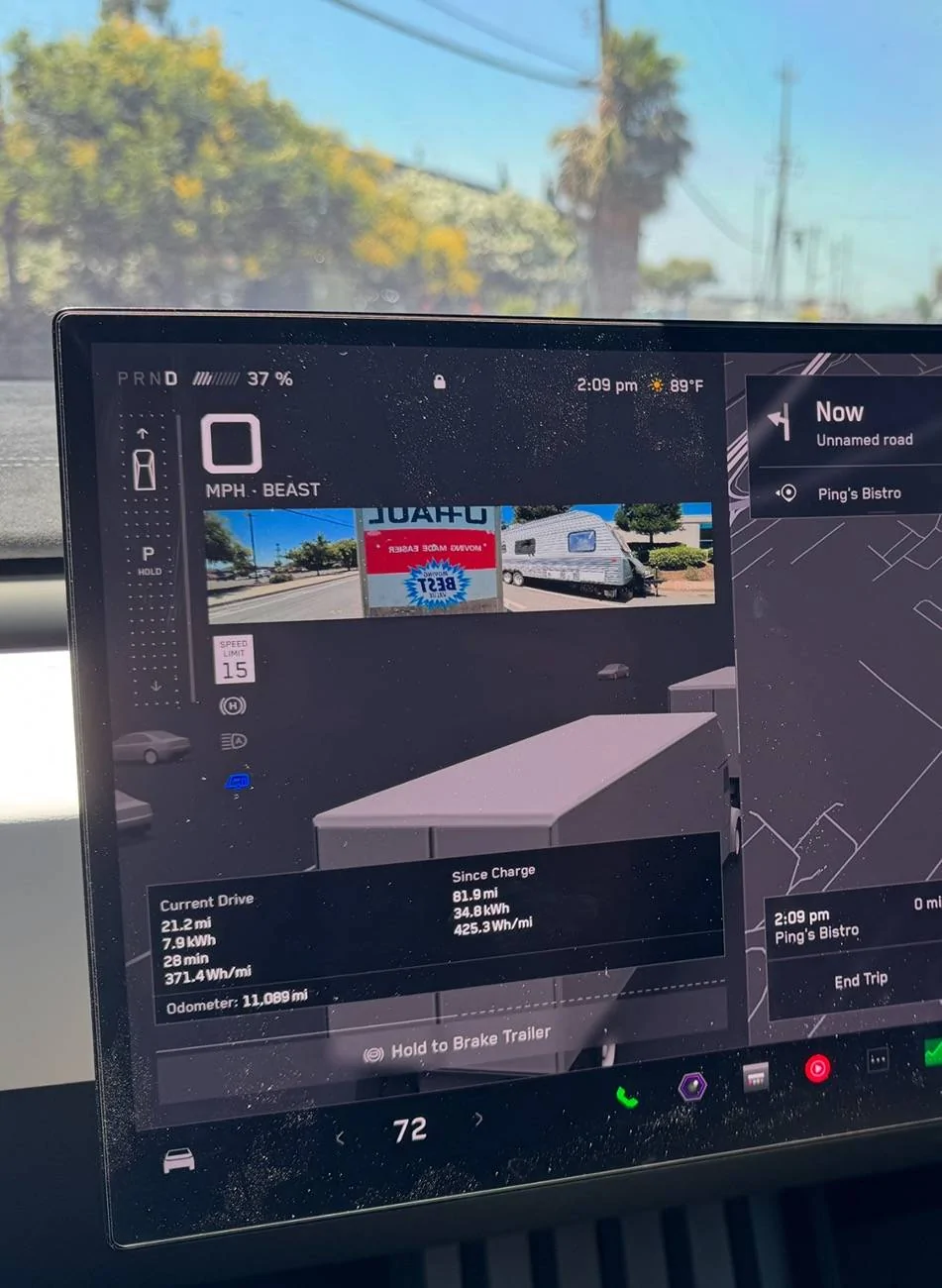 Tesla Cybertruck Did Not Expect 401 Wh/mi with Rack, awnings and U-Haul trailer IMG_5407