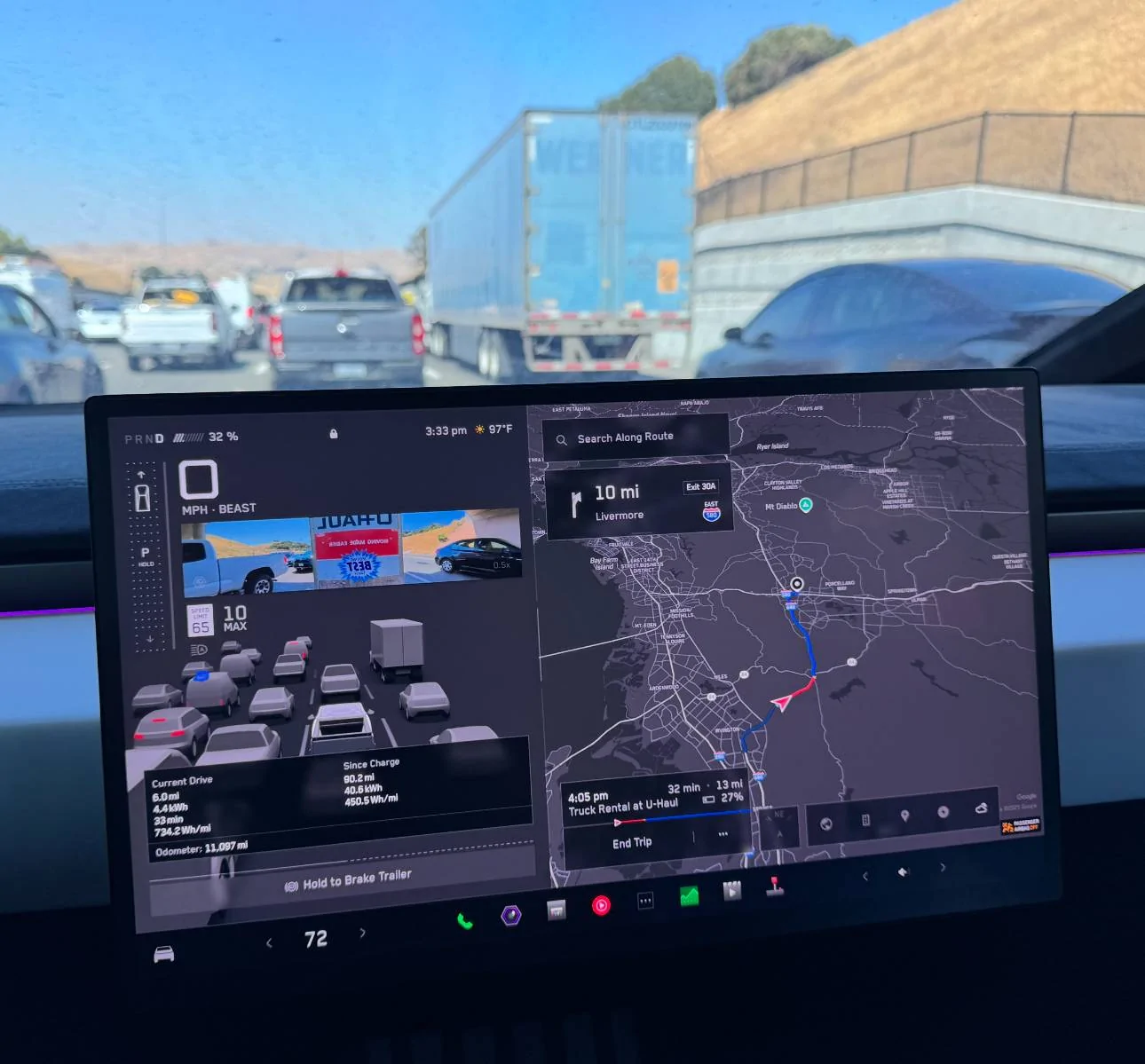 Tesla Cybertruck Did Not Expect 401 Wh/mi with Rack, awnings and U-Haul trailer IMG_5513