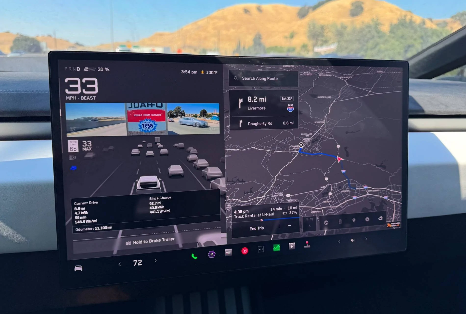 Tesla Cybertruck Did Not Expect 401 Wh/mi with Rack, awnings and U-Haul trailer IMG_5514