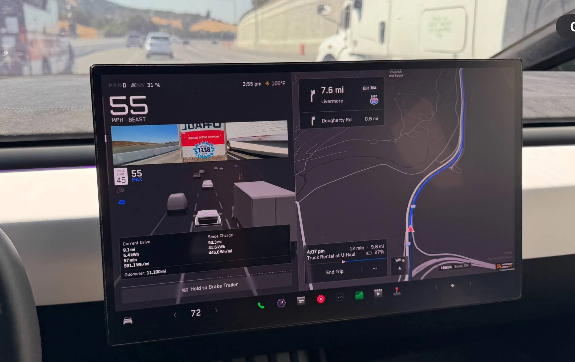 Tesla Cybertruck Did Not Expect 401 Wh/mi with Rack, awnings and U-Haul trailer IMG_5517