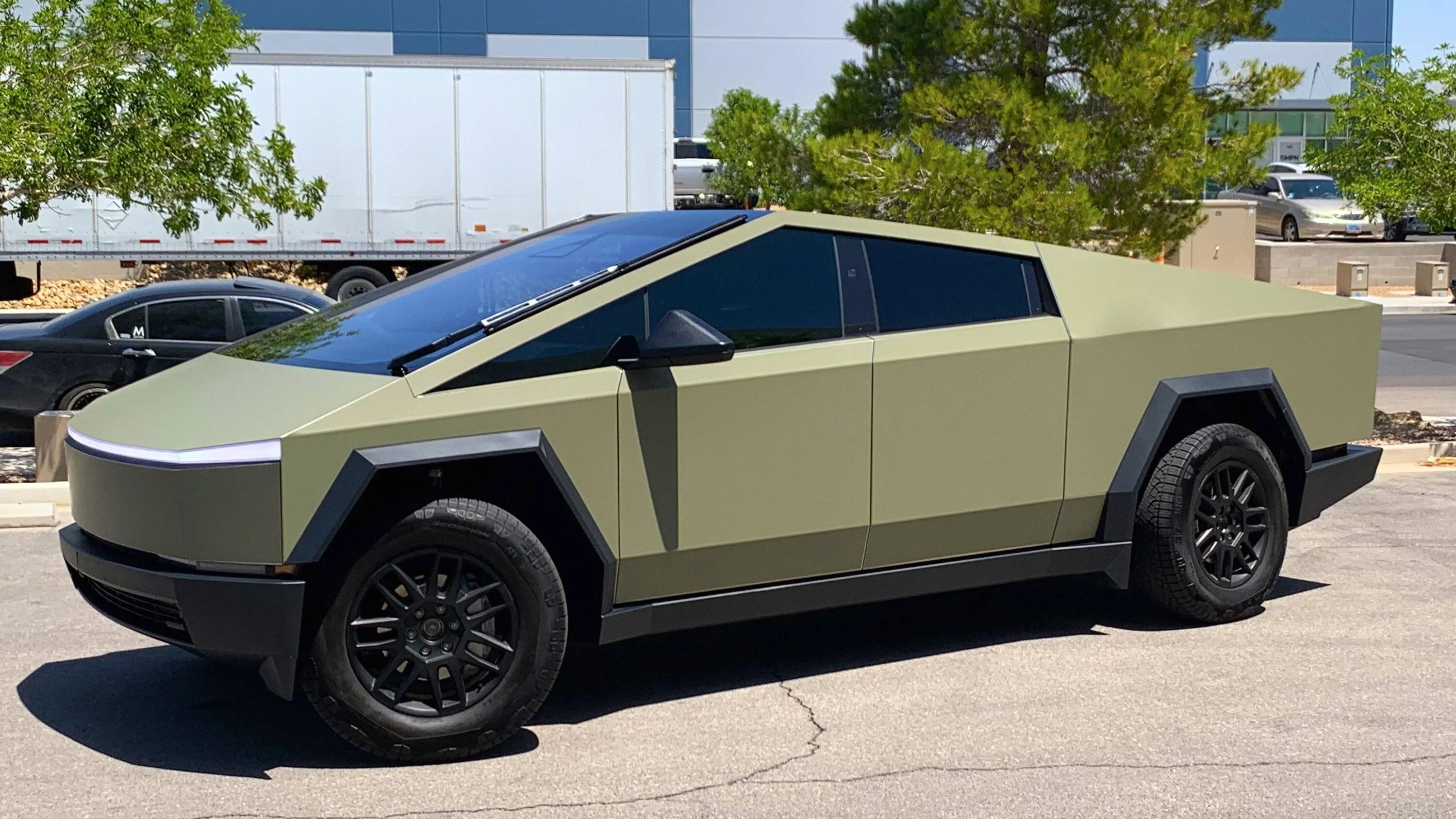 Tesla Cybertruck Magnetic Wrap Customer Install in Matte Khaki Green - Pics & Video! [CybertruckCovers] IMG_5050