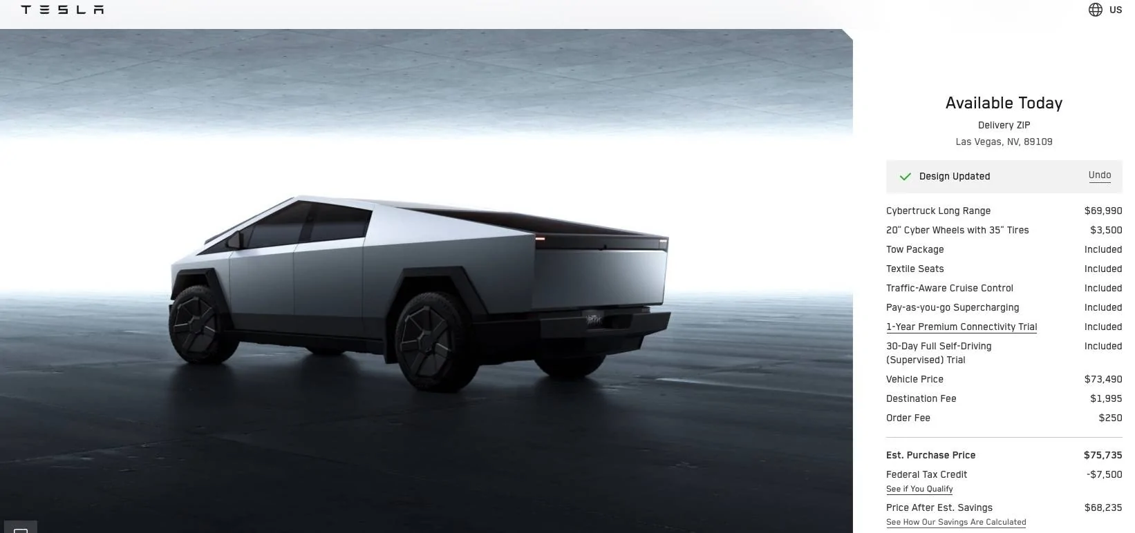Tesla Cybertruck Long Range RWD Cybertruck launched!  362 miles range w/ soft tonneau ($62,490 w/ tax credit) cybertruck