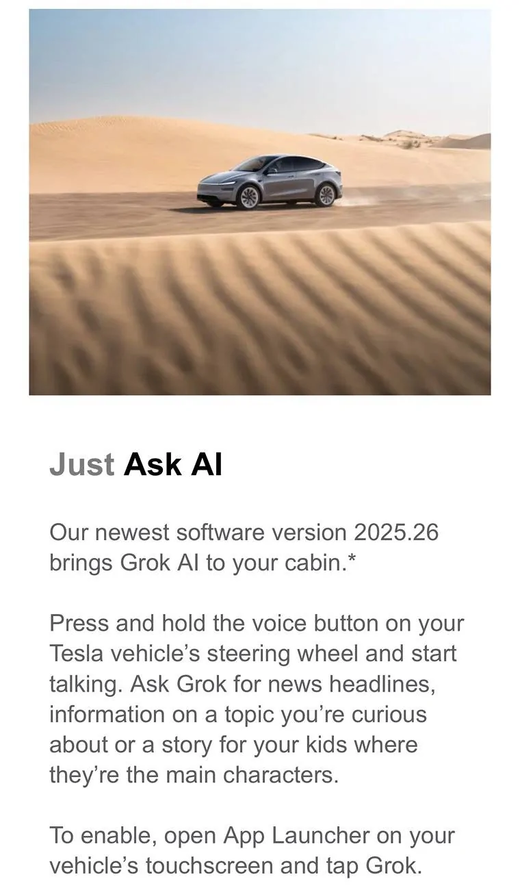 Tesla Cybertruck 2025.26 Update with Grok + Dashcam viewer IMG_3020