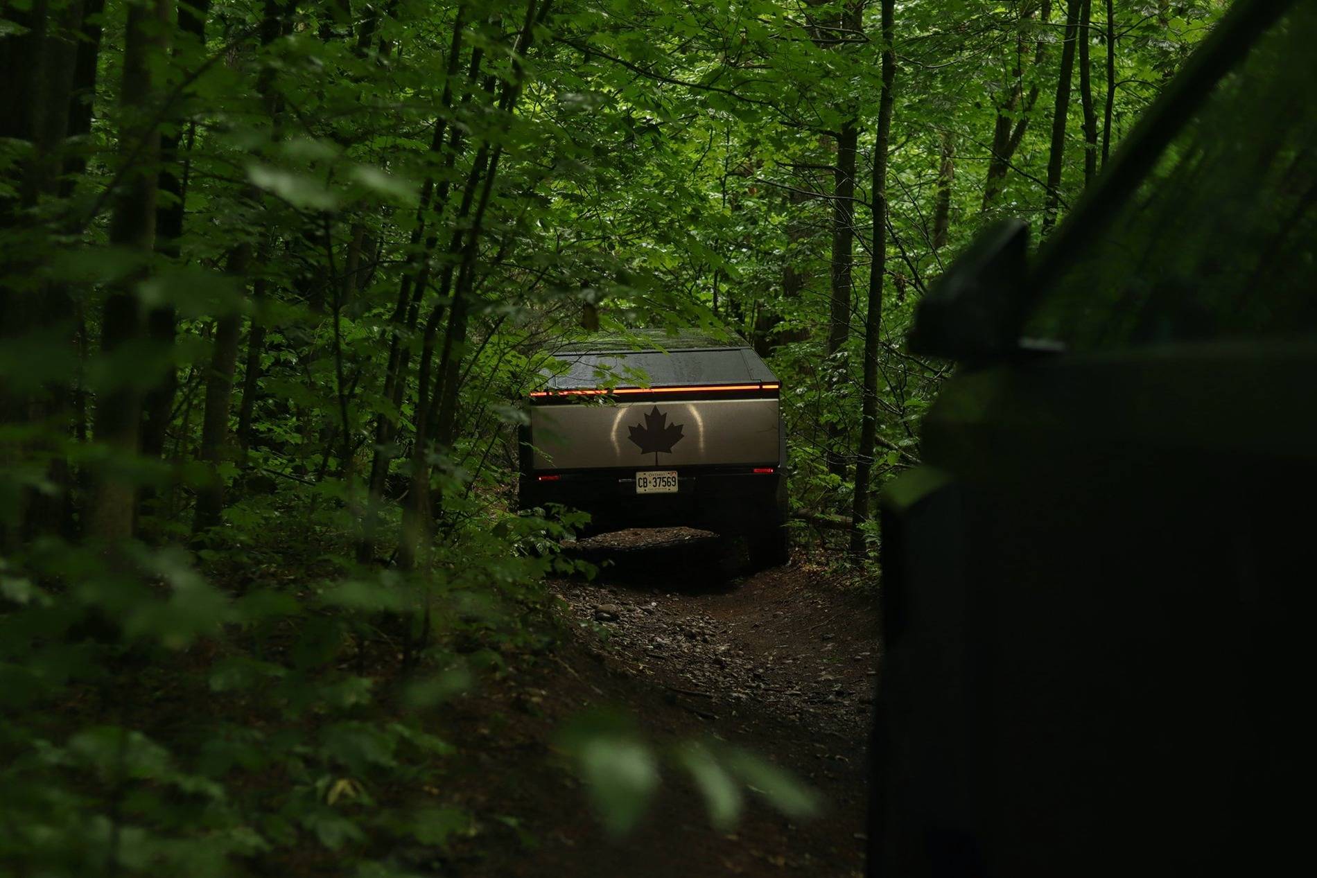 Tesla Cybertruck Photoshoot: Cybertrucks Off-Roading in The Woods cybertrucks offroading woods 4