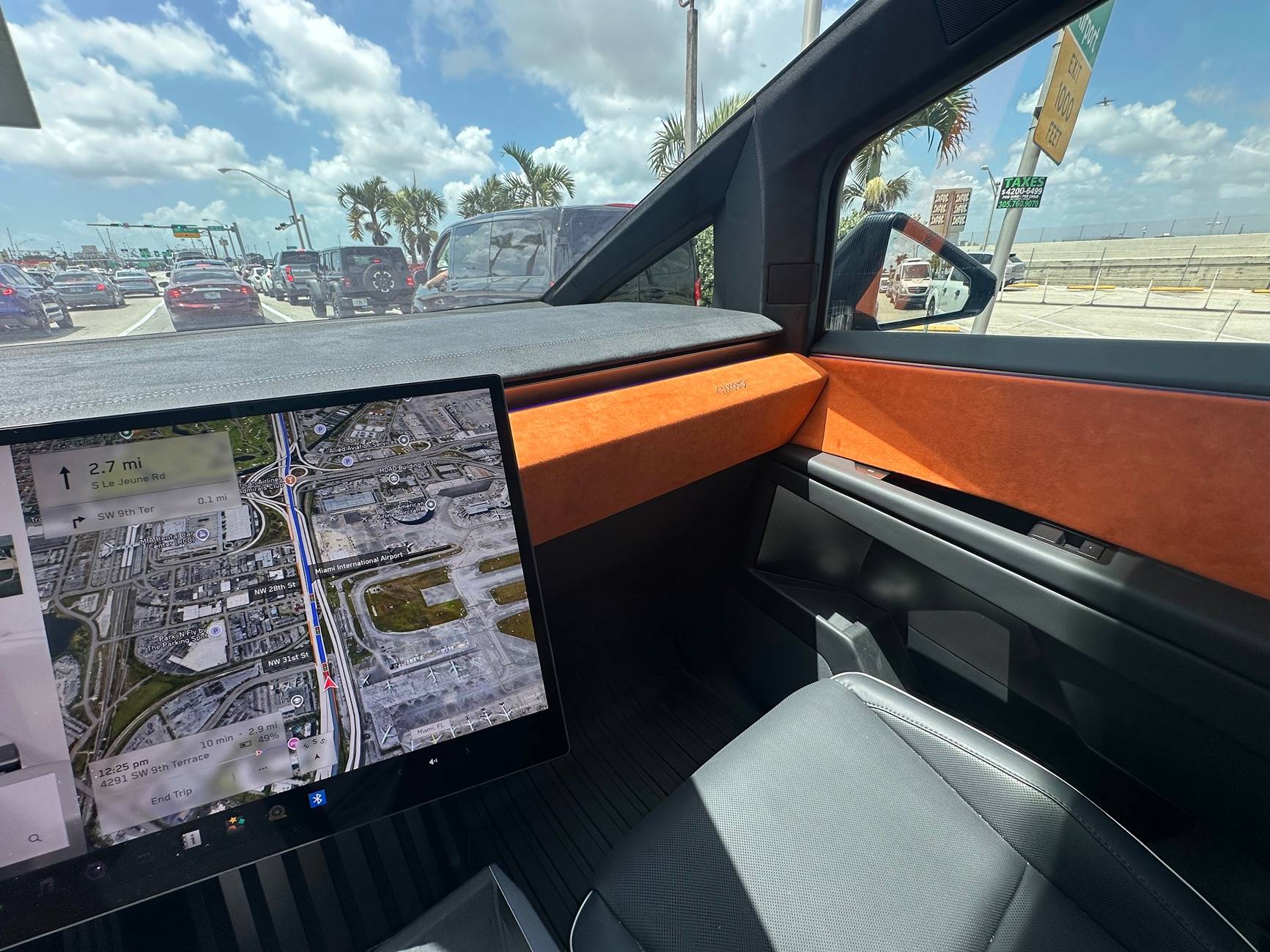 Tesla Cybertruck Orange alcantara trim replacement for white trim (DIY) IMG_2188