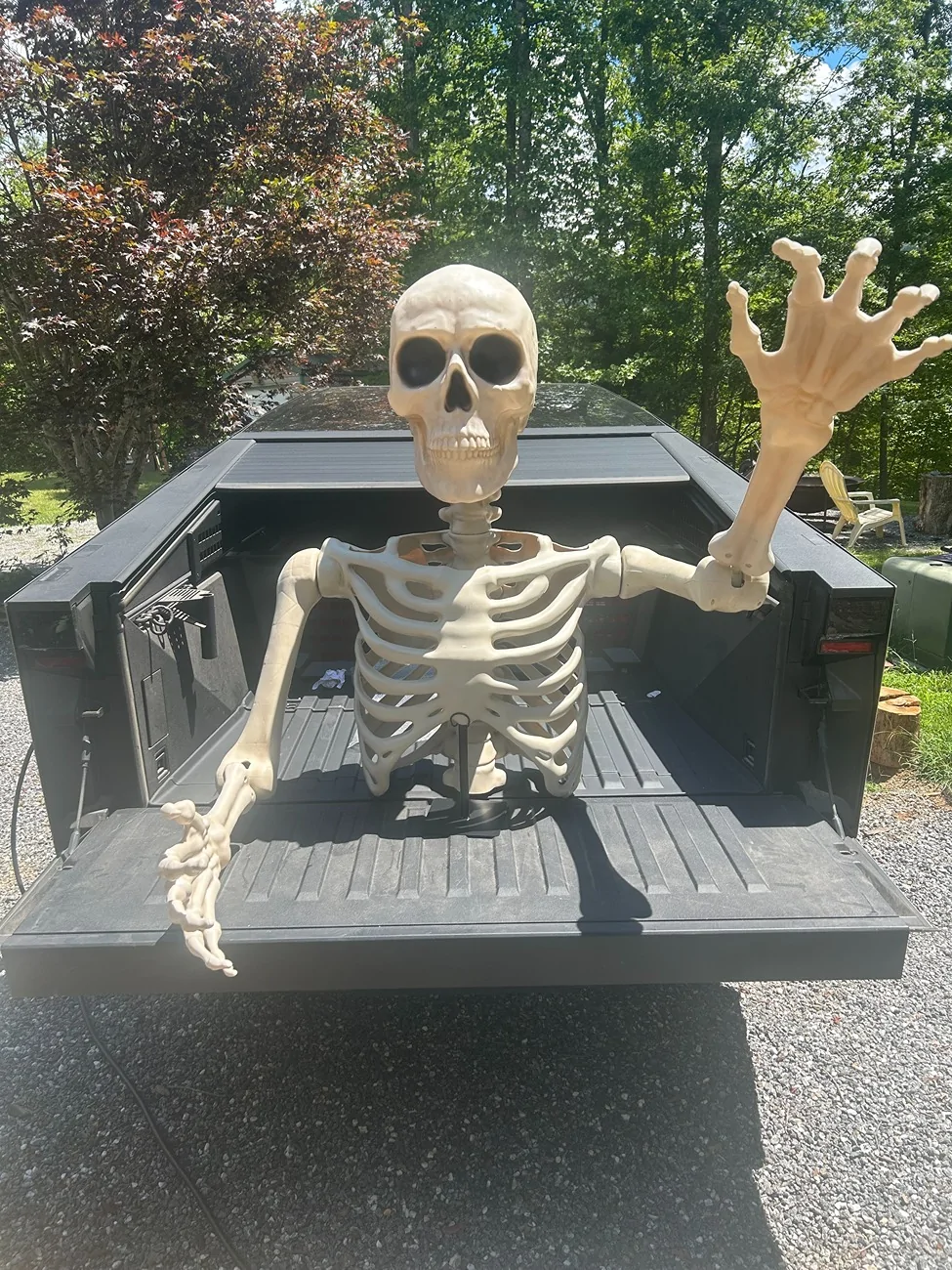 Tesla Cybertruck Devil (BEAST) Eyes. Halloween early prep! Somebody had to do it. skeleton
