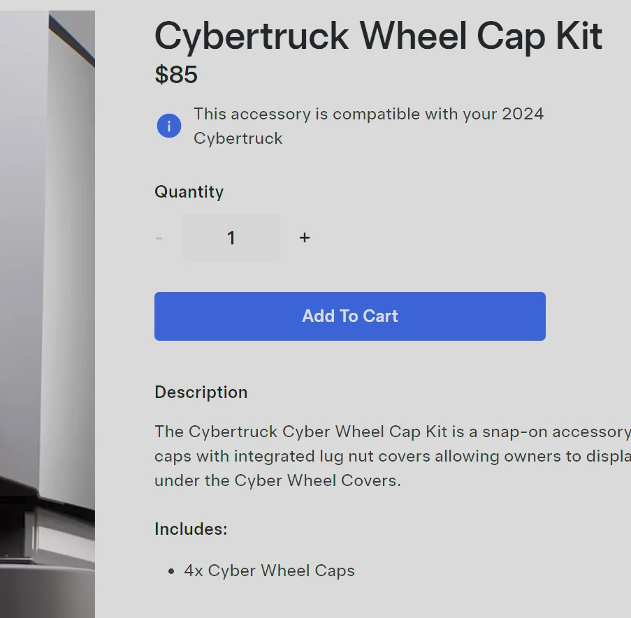Tesla Cybertruck OEM Cyber Wheel Cap Kit now available in Tesla Shop 1753809401350-04