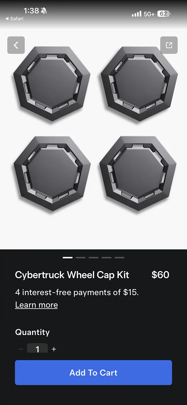 Tesla Cybertruck OEM Cyber Wheel Cap Kit now available in Tesla Shop IMG_7359