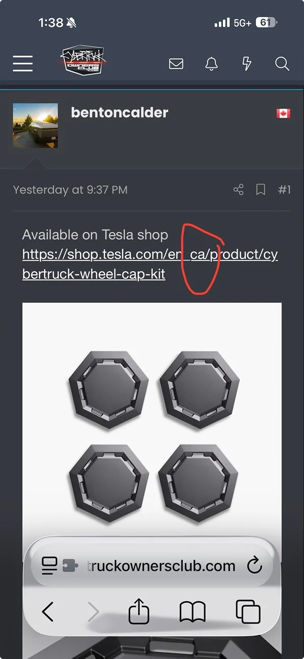 Tesla Cybertruck OEM Cyber Wheel Cap Kit now available in Tesla Shop IMG_7360