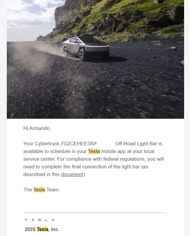 Tesla Cybertruck 2025.26.4 and Grok experiences? light bar