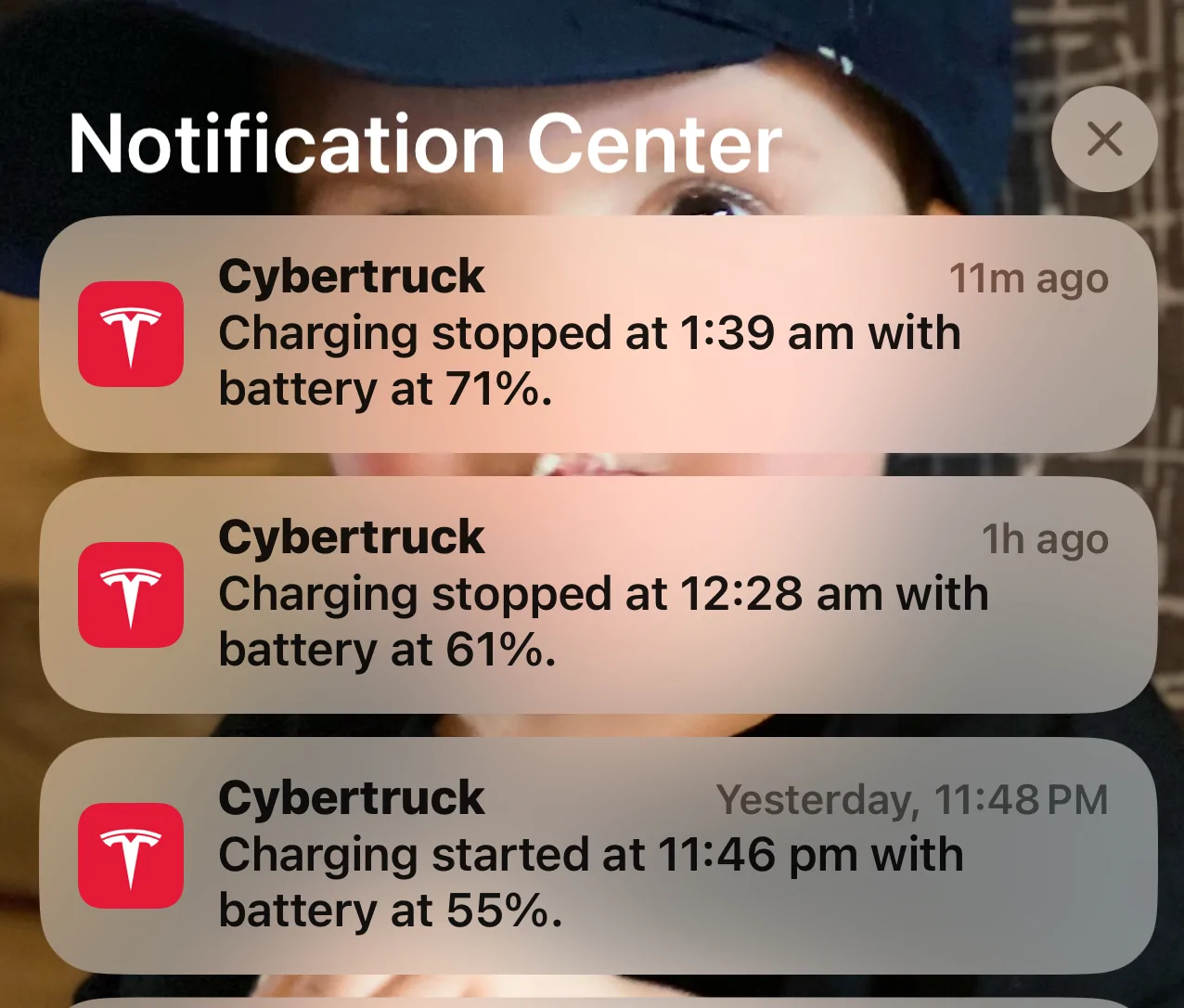 Tesla Cybertruck Charging stopped notifications IMG_1433