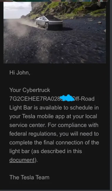 Tesla Cybertruck Breaking:  Light Bar Installs on Hold Confirmed by Tesla 1753886433411-jn