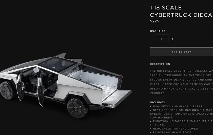 New Diecast Cybertruck in Tesla Shop
