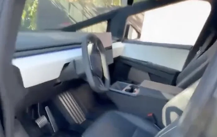 White Decor Interior Dashboard & Seats in Cybertruck -- POV video