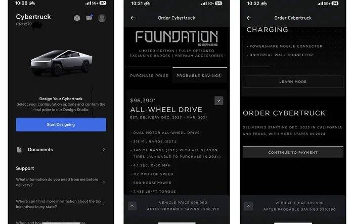 Cybertruck ordering (not reservations) available in Tesla app now 📲