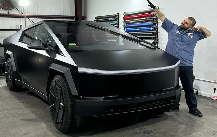 Satin Black Wrapped Cybertruck