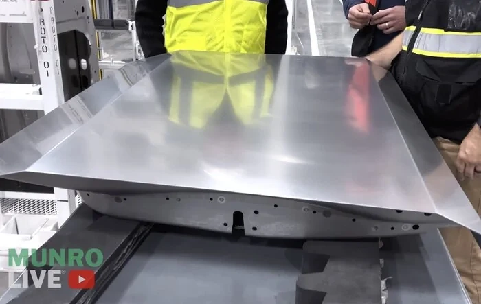 Munro sees how Cybertruck's Hard Freaking Stainless Steel Body Panels are Blanked, Bent, and Built @ Production Factory