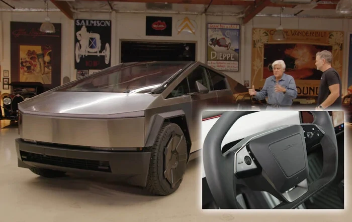 Leno's Cybertruck Deep Dive Video... Sueded Steering Wheel + Wade Mode Driving in 2.7' Water + Light Bar Prewire