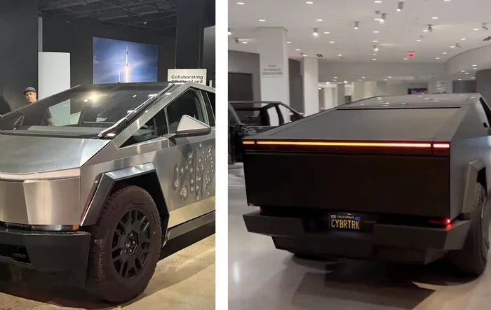 Petersen now has 2 Cybertrucks -- Bullet Tested + Franz's Black Cybertruck (w/ white interior)