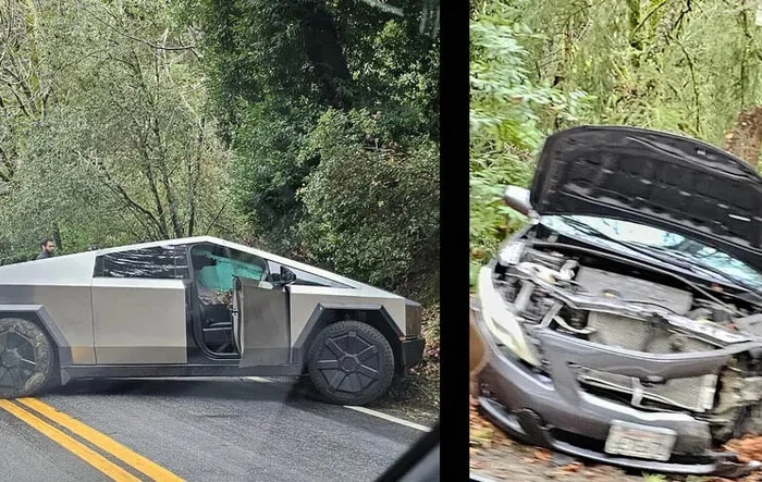 First Cybertruck crash accident -- head on collision w/ Toyota Corolla