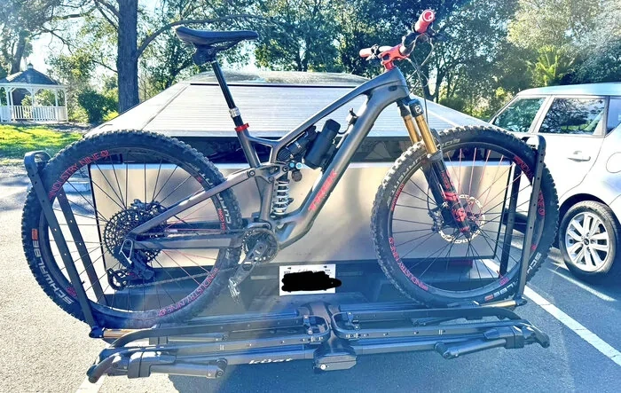 Kuat Bike Hitch Rack installed photos + mountain bike fully fit laying down in bed