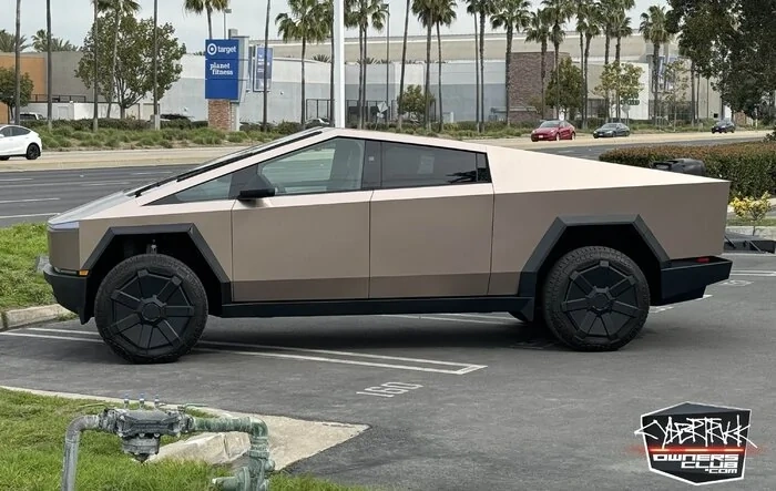 Satin Rose Gold PPF wrap on Cybertruck - first real life look! (Irvine, CA)