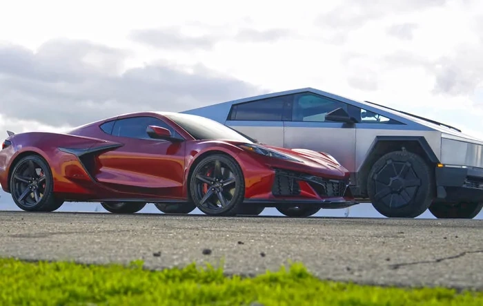 Cybertruck vs Corvette Z06 // DRAG & ROLL RACE by Throttle House