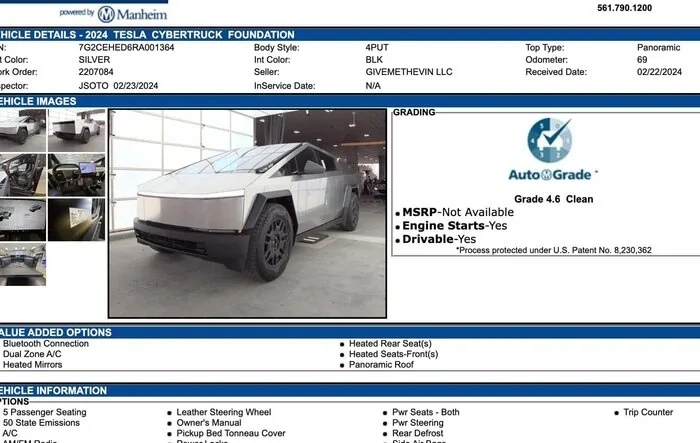 First Cybertruck at Manhiem wholesale auction