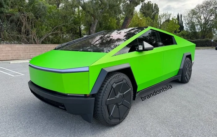 Hexis Matte Wasabi Green Cybertruck Wrap