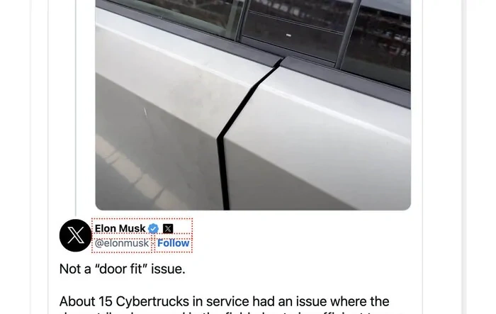 Elon addresses Cybertruck door gap seen in MKBHD review