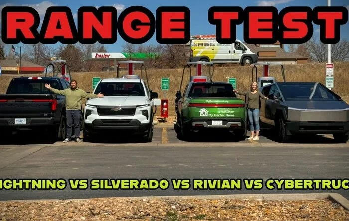 Electric Pickup Truck Range Test to Dead : Cybertruck vs. Lightning, R1T, Silverado (by Out of Spec)