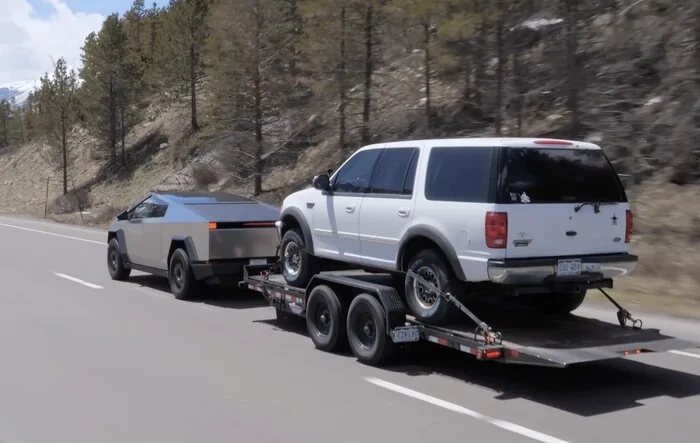 Ike Gauntlet towing test: Cybertruck vs F-150 5.0 vs Ram 2500 6.7 (by TFL)