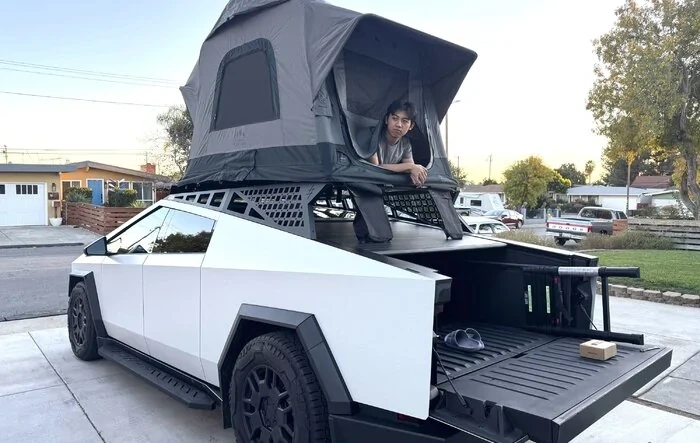 Rooftop Tent Setup: Easily Access Your RTT While Maintaining Cybertruck's Good Looks