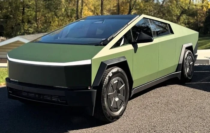 (PURE PPF) Cybertruck wrapped in Satin Military Green!